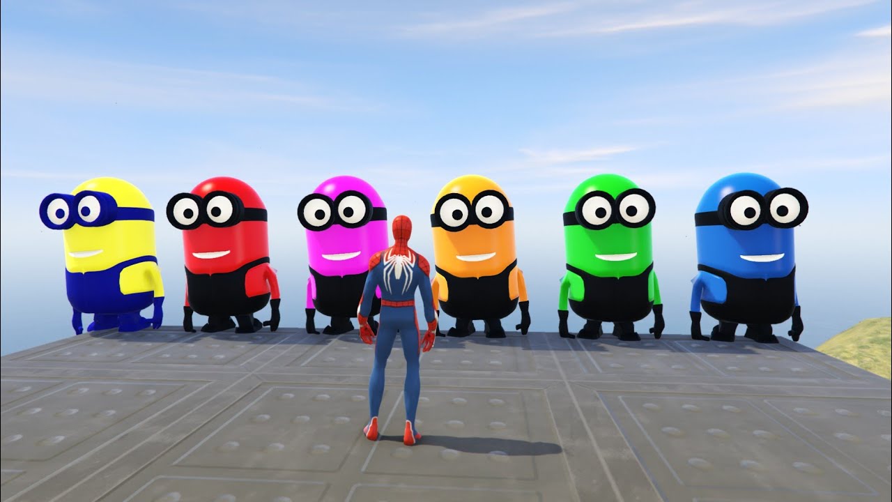 GTA 5 Epic Ragdolls RED SPIDERMAN VS RED MINION VS GREEN MINIONEuphoria Physics & Funny Fails 02