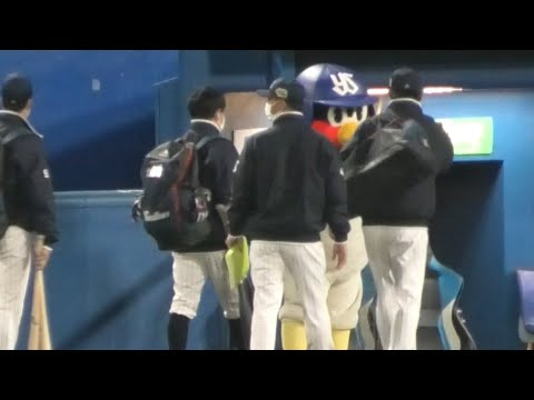 つば九郎、日本シリーズ第7戦に挑むみんなを出迎える