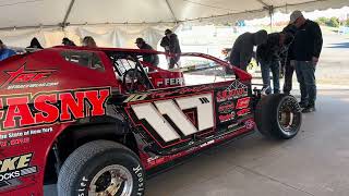 C. J. Castelletti is going through inspection with his DIRTcar 358 Modified. C. J. Castelletti is going through inspection with his DIRTcar 358 Modified.