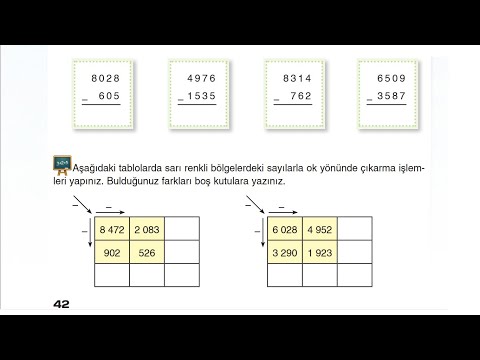 4 Sınıf Matematik Ders Kitabı Sayfa 42 Cevapları çıkarma işlemi