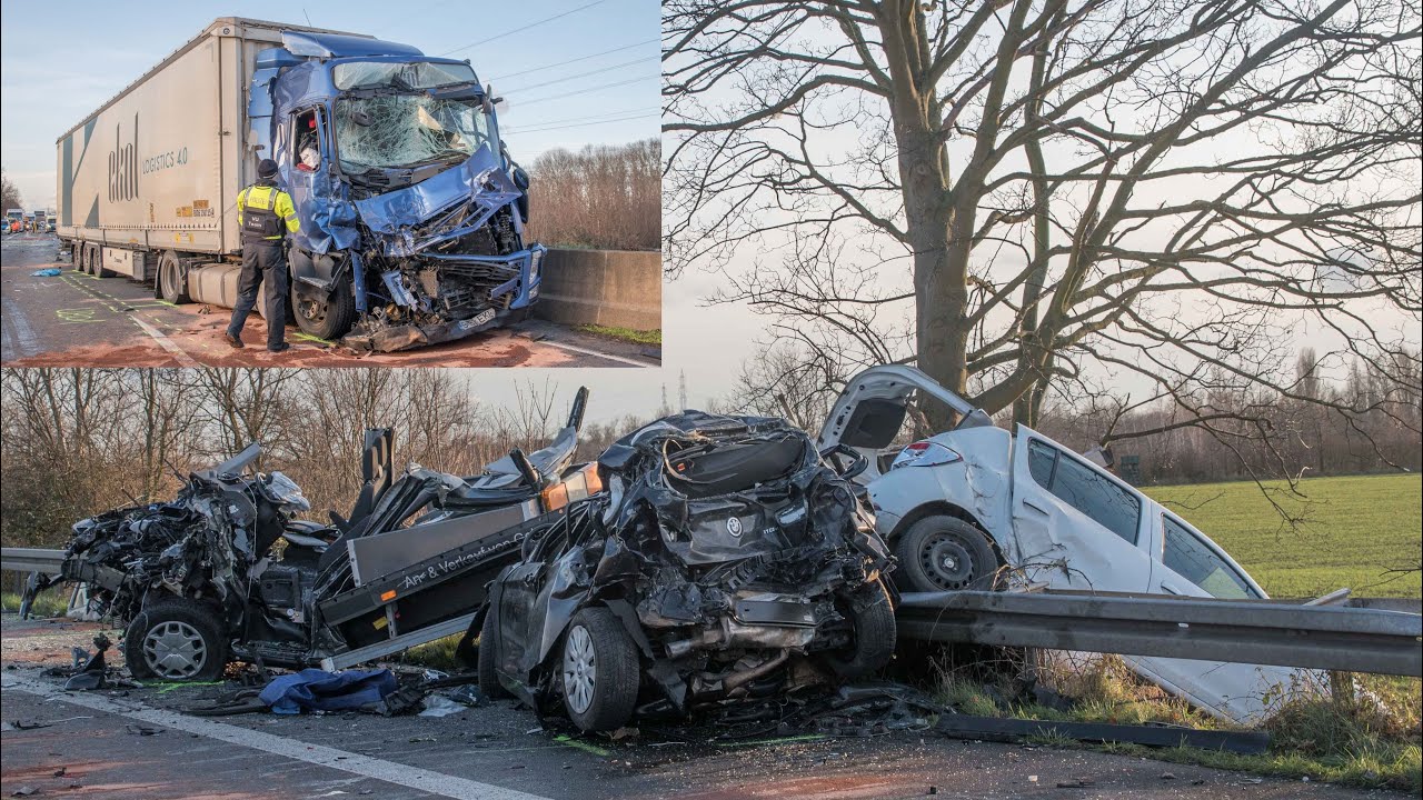 17.01.2023 - Schwerer Stauende-Unfall auf der A57 - 2 PKW, Transporter und 2 LKW beteiligt
