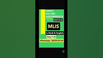 mlis ignou solved assignment Only  ll 2022-23-24 In English and Hindi WhatsApp:- 8603418154