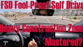 FSD Heavy construction zone mastered?
