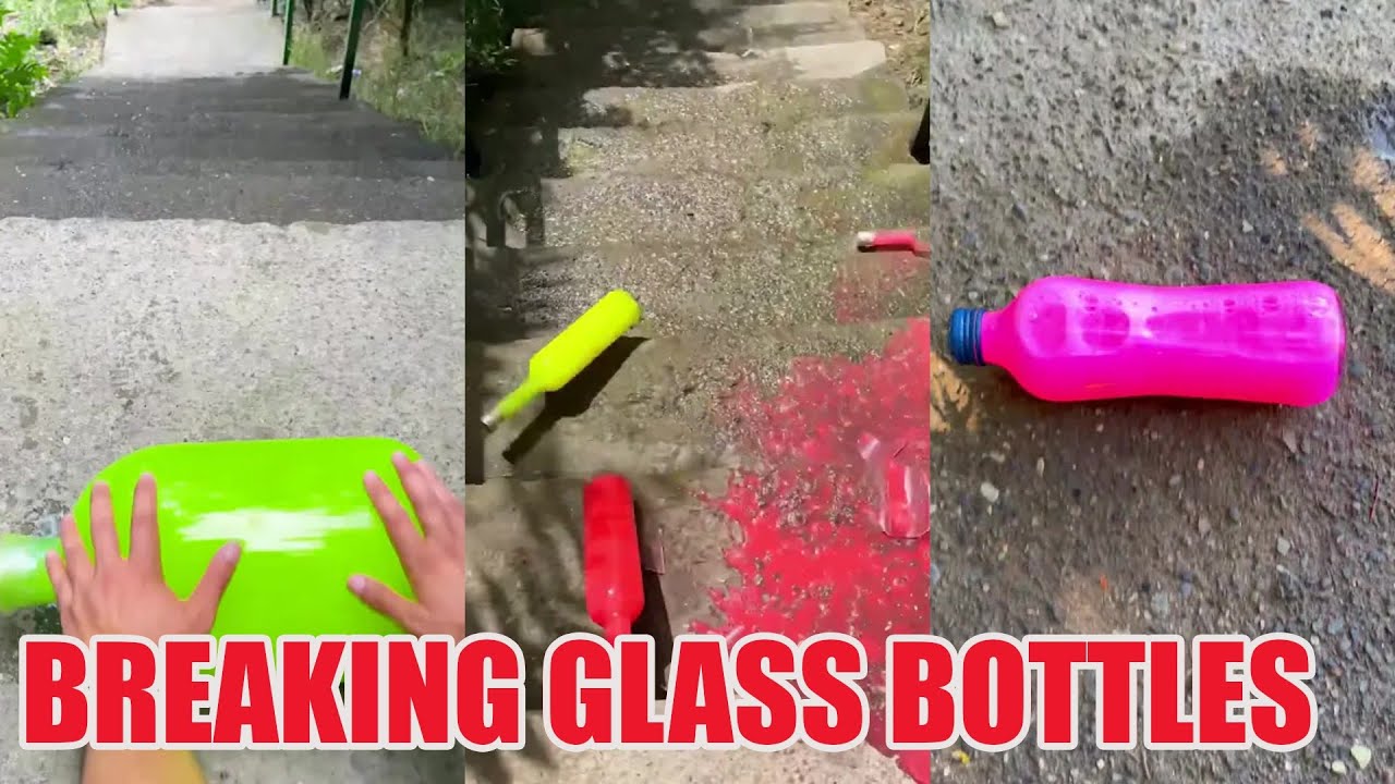 Breaking Glass Bottles Vs Balloon 🎈 Crushing Crunchy & Soft Things ! 