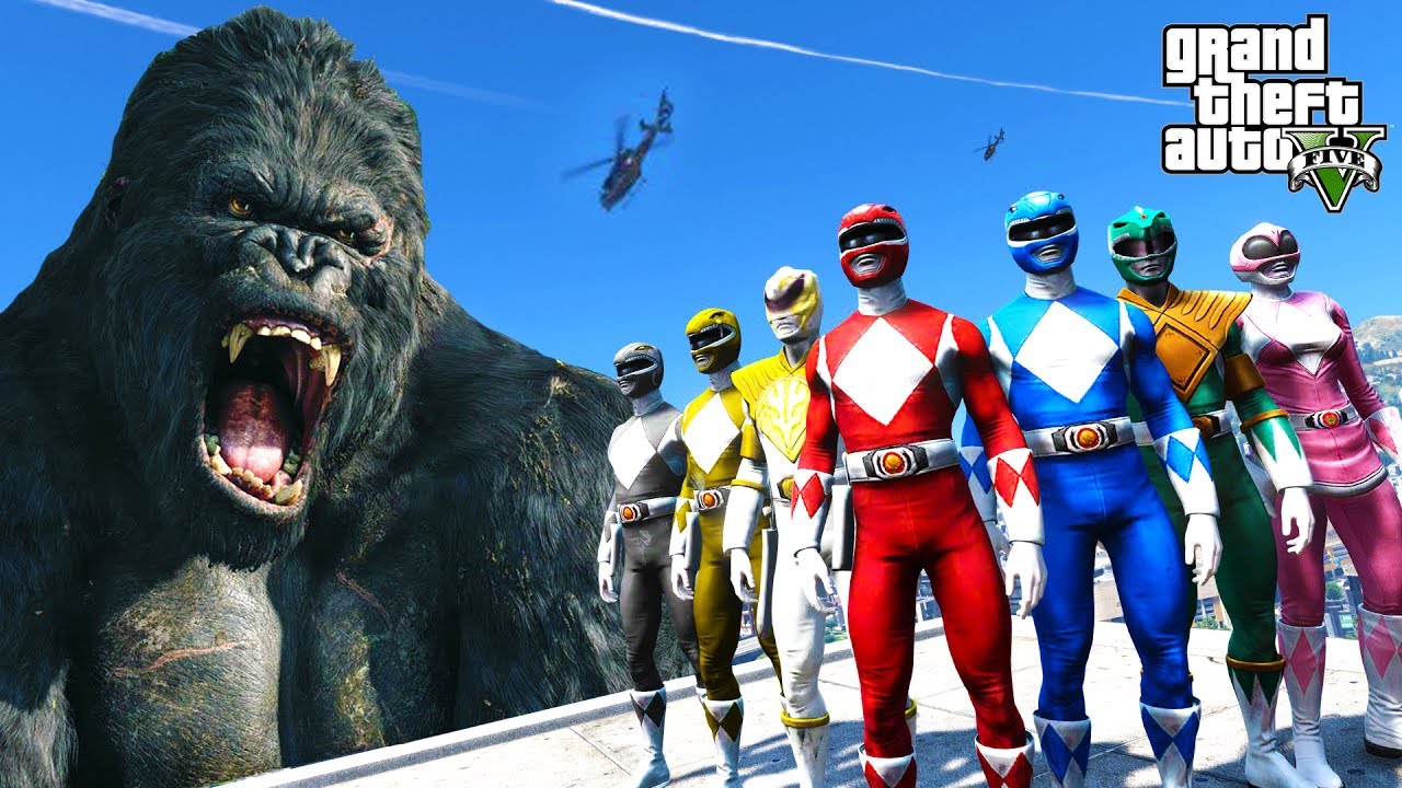 Пауэр кинг конг. Кинг Конг в ГТА 5. Мод для ГТА 5 Кинг Конг. Godzilla vs повер рейнджер. Power Rangers vs King Kong.
