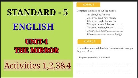 THE MIRROR ACTIVITIES  1,2,3&4 | STD 5 ENGLISH UNIT 1 | Edu Mate