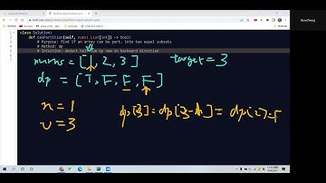 Leetcode 416. Partition Equal Subset Sum. Dynamic Programming. Python