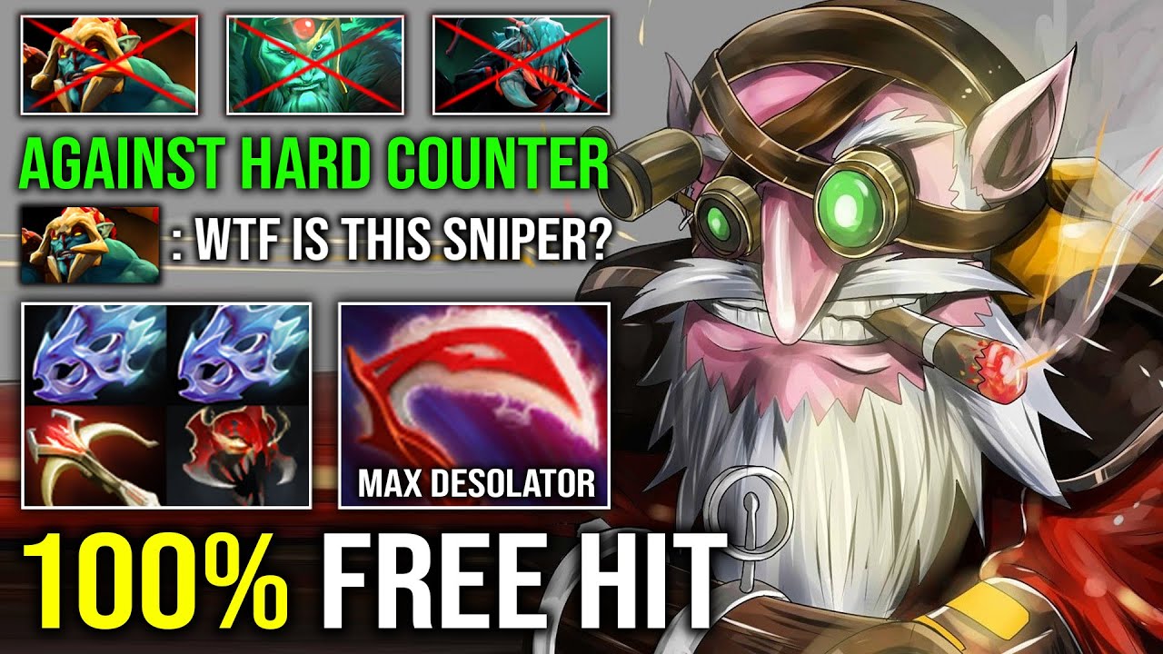 WTF 100% Free Hit Against Hard Counter with Brutal Attack Speed Max Desolator Sniper Dota 2
