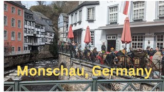 Walking tour of Monschau,a tourist town of Germany near belgium