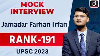 UPSC Result 2023 | Jamadar Farhan Irfan | Rank – 191 | Mock Interview | Drishti IAS English