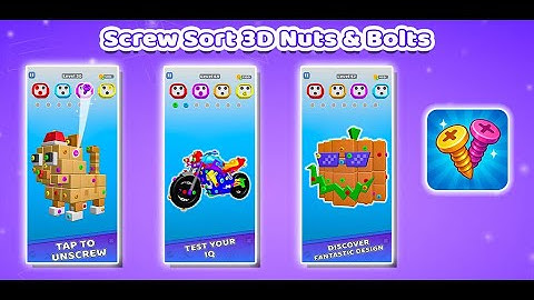 Screw Sort 3D Gameplay | Satisfying Nuts & Bolts Puzzle 🔩🧩