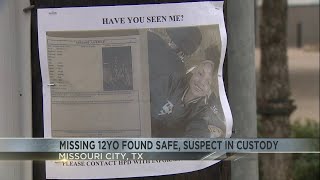 Missing 12 year old found safe in Missouri City, TX