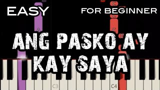 ANG PASKO AY KAY SAYA ( LYRICS ) - ALL CAST ABS CBN | SLOW & EASY PIANO