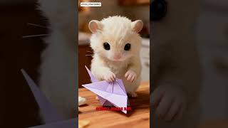 Tiny White Hamster Origami Makers#miniaturecraft#miniatureart #origamimini#tinymakers