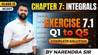Class12 Maths INTEGRALS Exercise 7.1 Q1 to Q5 | NCERT Solutions | Chapter 7 | Hindi & ENGLISH Medium Update