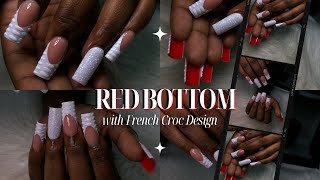 Let’s Do Cute Red Bottom Nails with French Croc Design