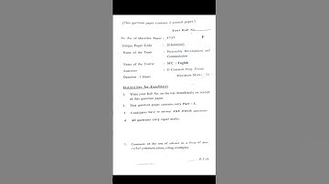 PERSONALITY DEVELOPMENT AND COMMUNICATION previous year question paper #exam #dusol