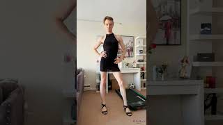 Crossdresser Fashion: Black Leopard Mini Dress and Stylish Black Wedges