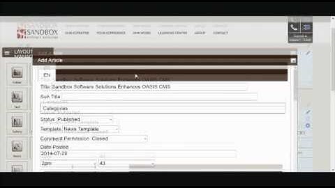 Adding a New Article in the OASIS CMS News Resource