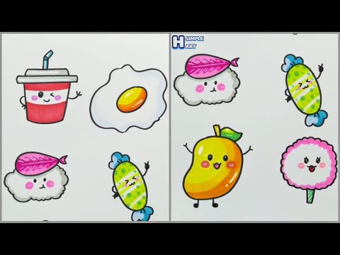 Video Vẽ đồ ăn cute đáng yêu, vẽ các món ăn dễ thương - youtube