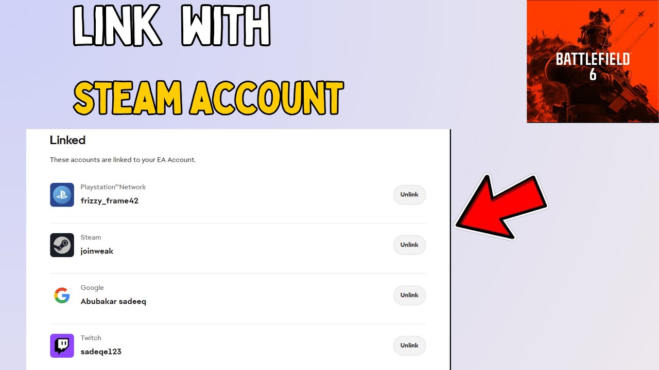 How to link & Unlink Steam With Battlefield 6 Account - YouTube