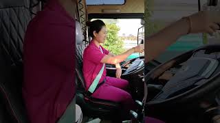 A female truck driver rests 20 minutes at service area and continues journey #GirlsWhoDrive