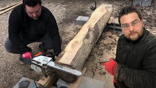 How to cut planks out of a tree trunk.