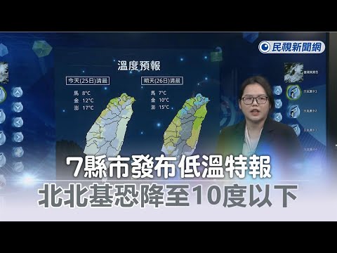 快新聞／7縣市發布低溫特報！ 北北基恐降至10度以下－民視新聞