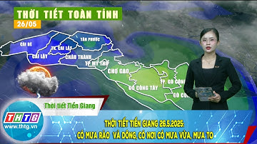 Thời tiết Tiền Giang 26.5.2025: có mưa rào  và dông, có nơi có mưa vừa, mưa to
