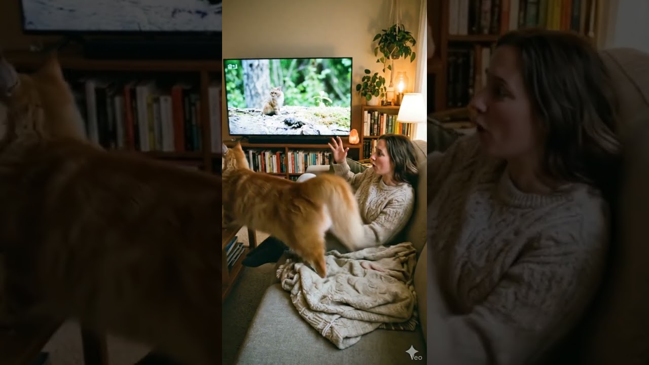 mischievous cat #cat #funny #tv #breakingnews