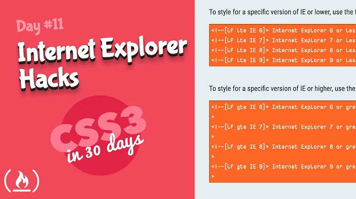 Internet Explorer Hacks: CSS Tutorial (Day 11 of CSS3 in 30 Days)