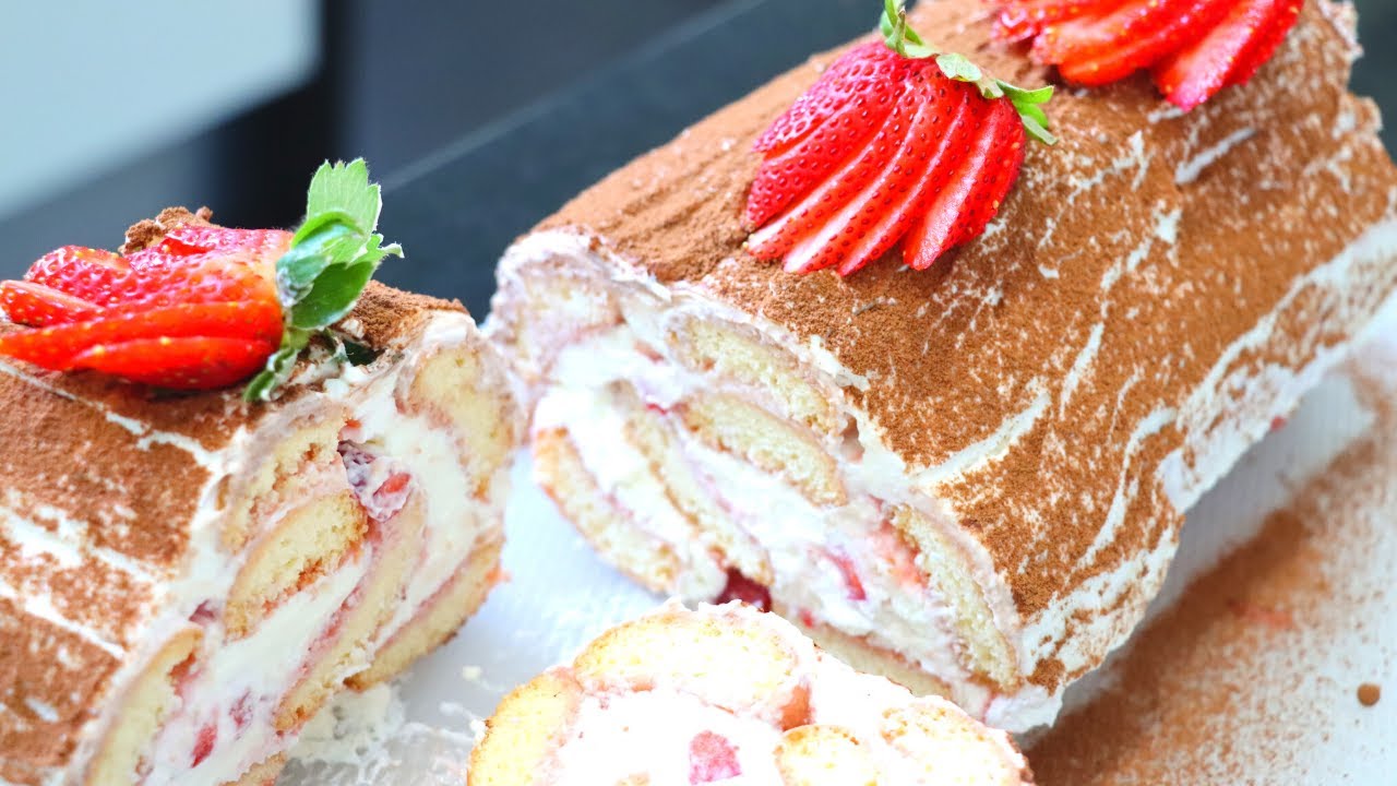 Como hacer tiramisu de fresas fácil y super rápido // Postre sin horno