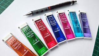 Uni Nano Dia Color review🖍️Mechanical Pencil Lead: testing colours, swatches, smudging & erasing