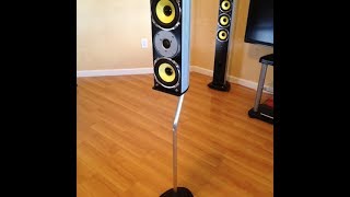 TV Stand w/Speakers and 25″ Curved IR Qrtz Fireplace, Gloss White How to make surround sound speaker stands