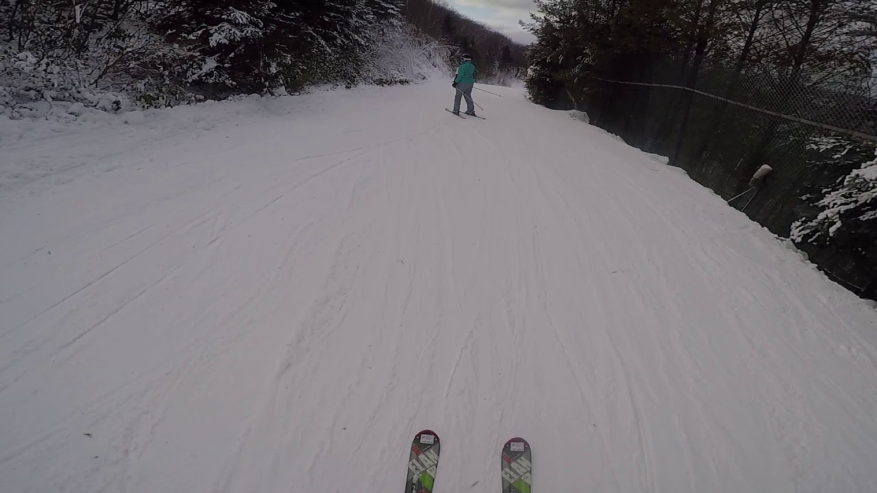 Skiing Camelback Mountain in the Poconos.  On the Birches and Meadows slopes, Green
