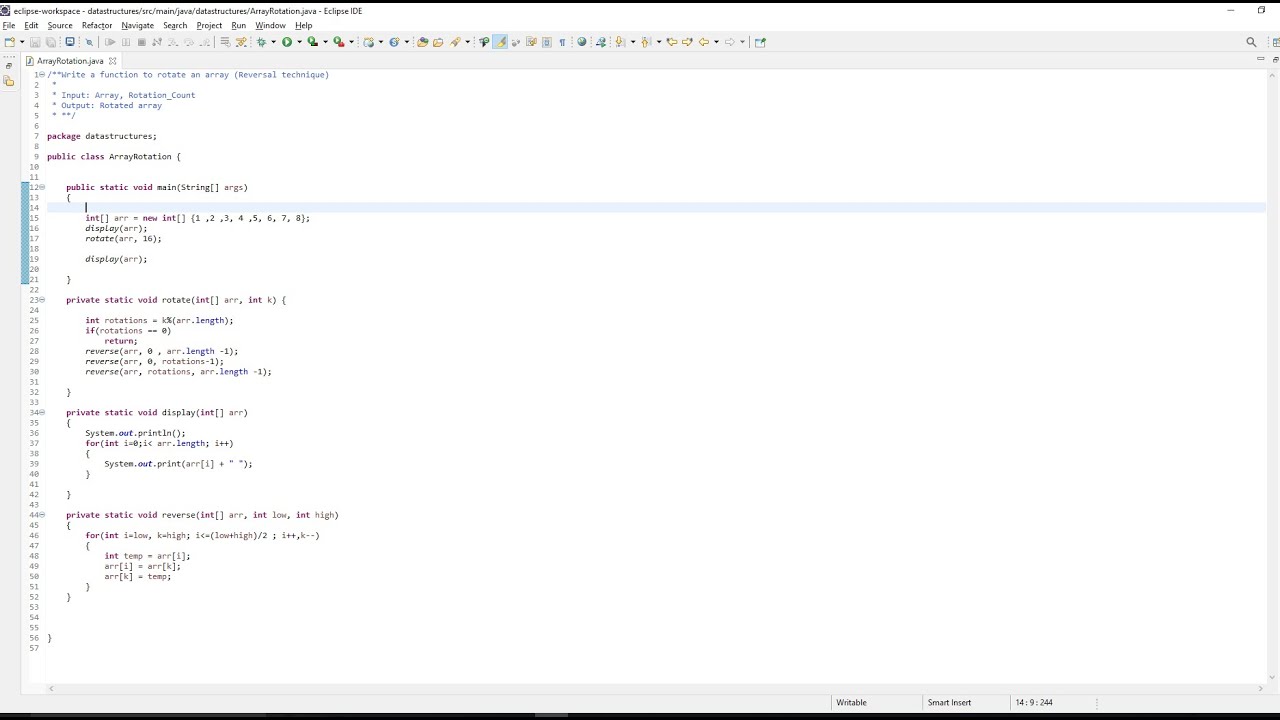 Array Rotation using reversal algorithm(coding included)