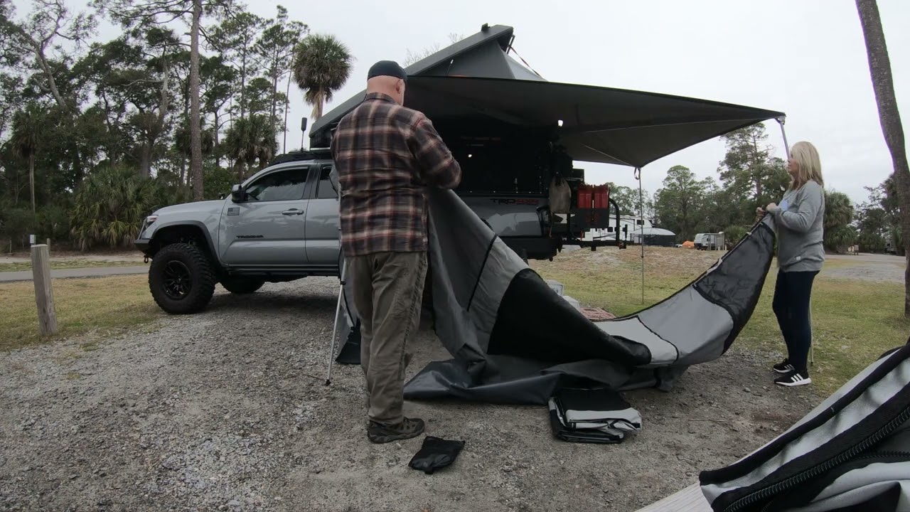 Alu Cab Shadow Awning, Walls, Rain Gutter First Set Up