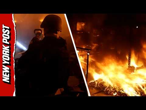 Russian Strike Leaves Firefighters Battling a Wall of Flames in Ukrainian Shopping Mall