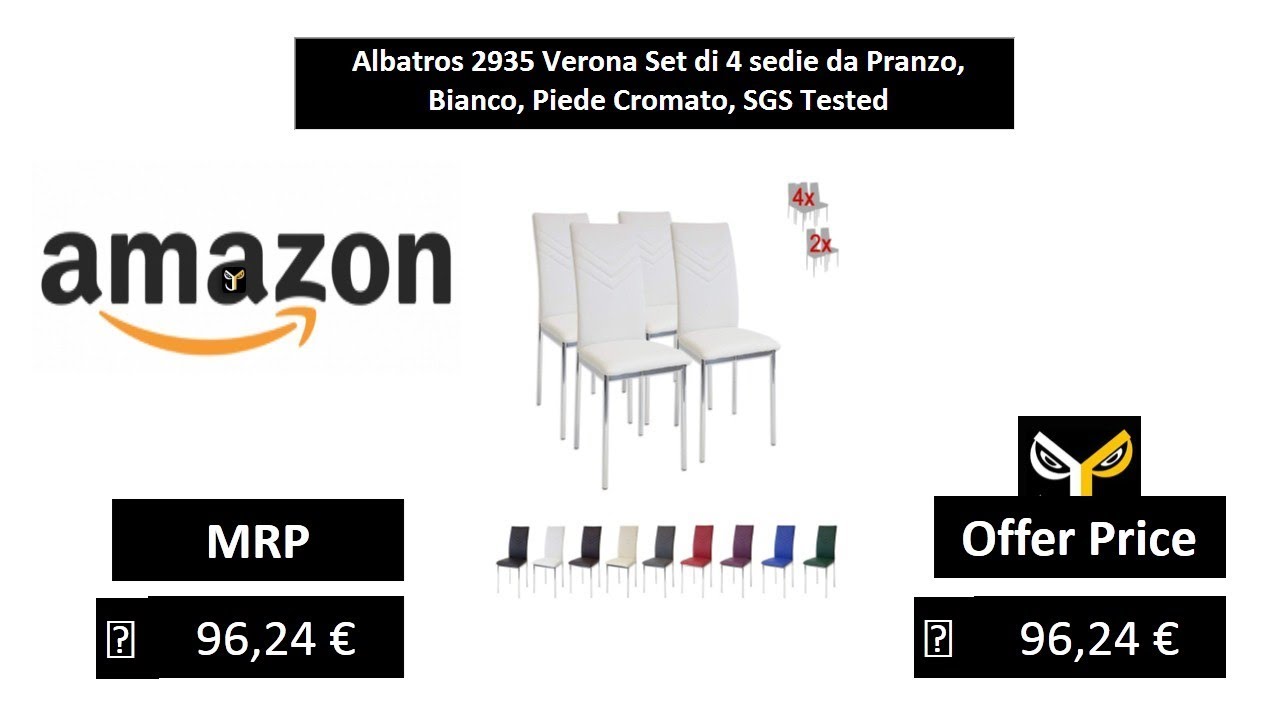 Rosso SGS Tested Albatros 2938 Verona Set di 4 sedie da Pranzo Piede Cromato