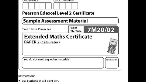 Pearson Edexcel Level 2 Extended Maths Sample 2