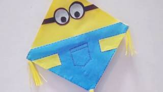 Wow! this cute minion kite is a must try craft for little kids. you
just need colored sheets, scissors, glue and thread. its perfect home,
school or offi...