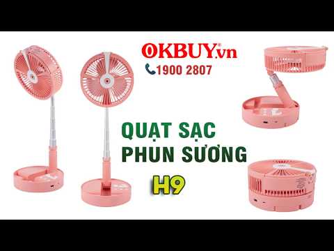 Video Cận cảnh quạt sạc phun sương xếp gọn đa năng H9 đang... - youtube