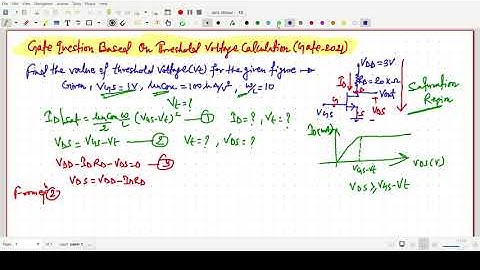 Threshold voltage calculation from drain current equation and condition: Gate 2021 question