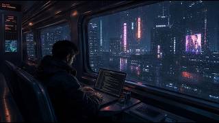 Midnight Train Coding 🌧️ Cyberpunk Travel Ambience