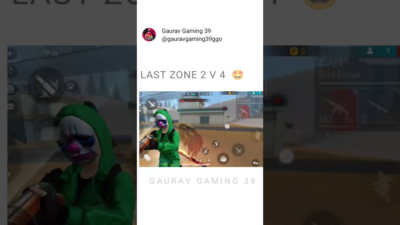 Last zone free fire 2v4 free fire impossible game 🎯 yogo Gamer Gaurav Gaming 39 