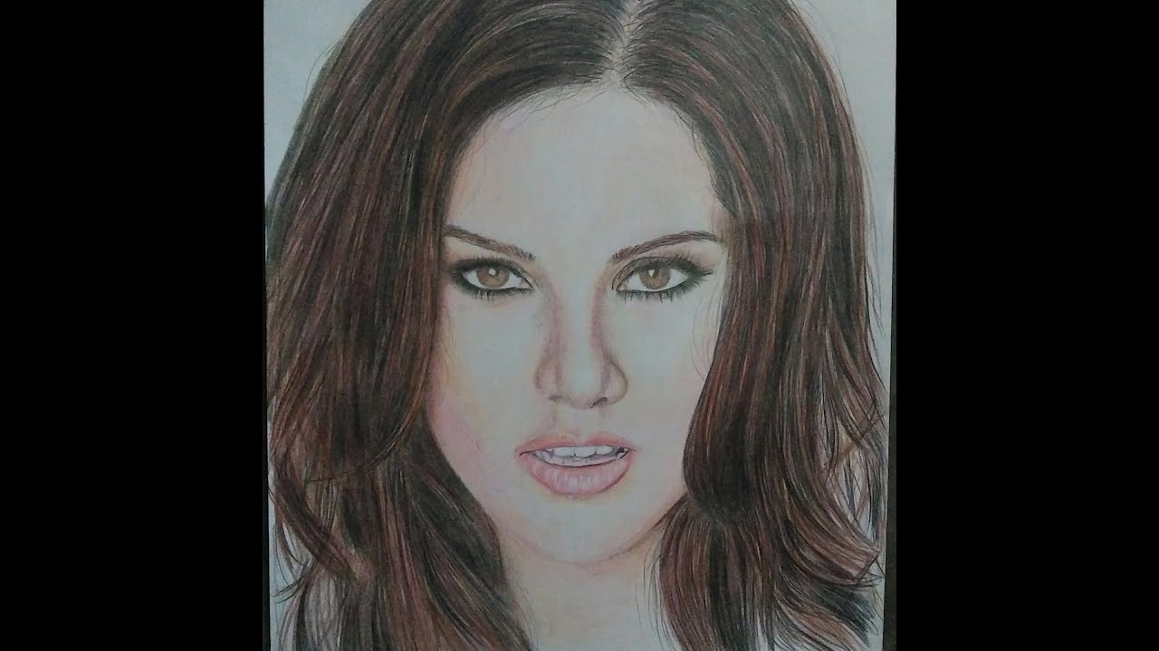 Portrait of sunny Leone Time Lapse PENCIL colour YouTube