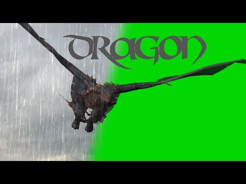 Dragon fantasy medieval dragon flies in rain and storm - green screen - free use @bestgreenscreen