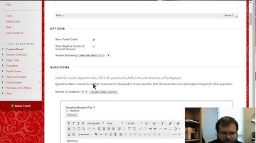How To  Blackboard Assessments    Matching Questions %26 Partial Credit