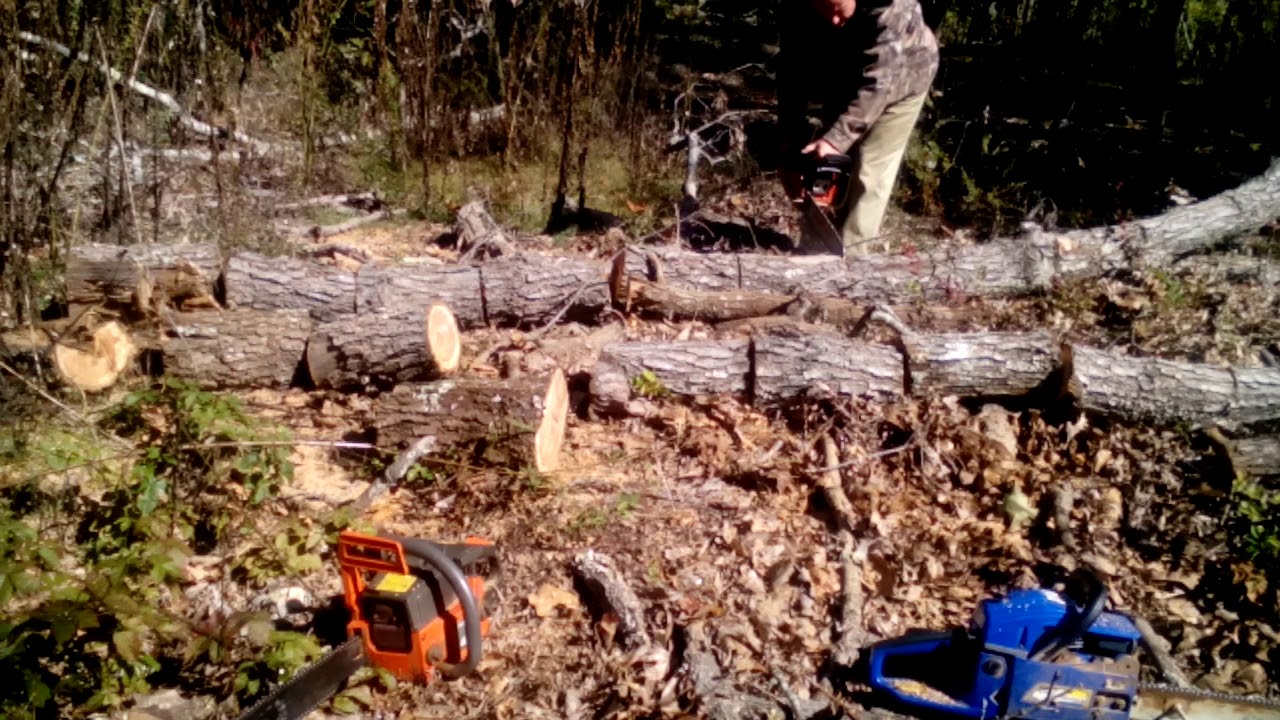 Processing more tops for firewood - YouTube