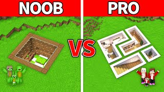 Mikey Family & JJ Family  NOOB vs PRO : Underground House Build Challenge in Minecraft (Maizen)